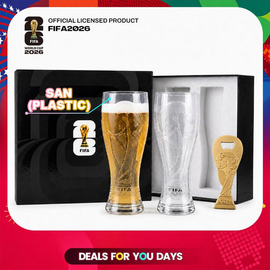 FIFA World Cup 2026 Gift Set — 17oz Shatterproof Trophy Pilsner Cup & Trophy Bottle Opener